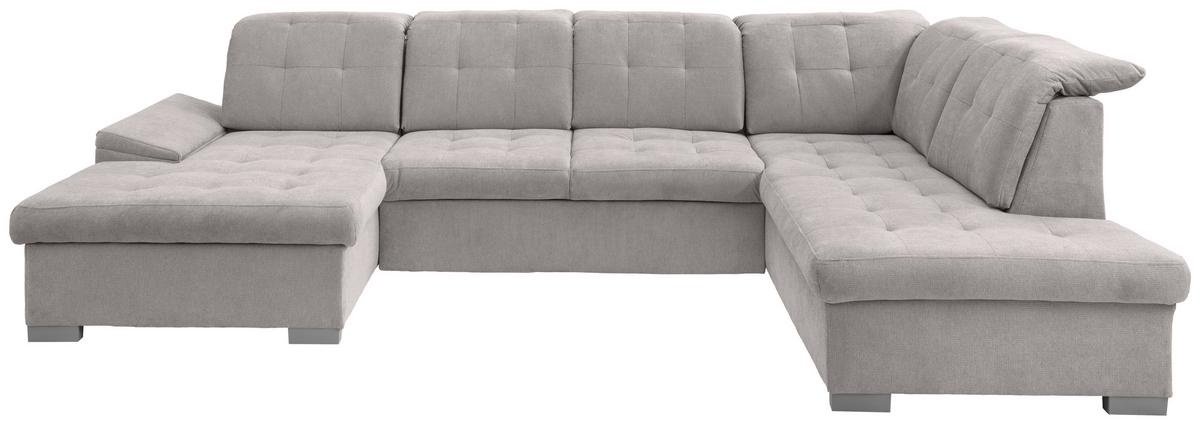 Wohnlandschaft Zira Grau U: 169x330x212cm - Chromfarben/Grau, MODERN, Textil (169/330/212cm) - Livetastic