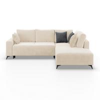 Ecksofa mit Schlaffunktion Viktor Creme Cord 270x212 cm - Beige/Creme, MODERN, Textil (270/212cm)