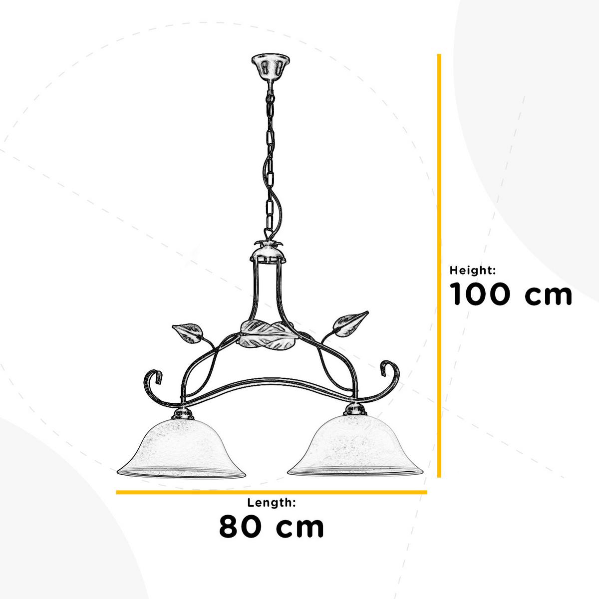 Hängeleuchte 4620/2 - Bronzefarben/Olivgrün, Natur, Glas/Metall (80/45/110cm)