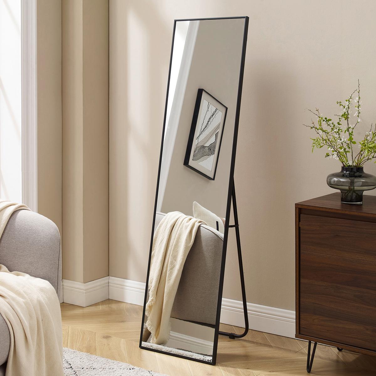 Standspiegel Schwarz B: 40 cm - Schwarz, Design, Glas/Metall (40/150/2cm) - Livetastic