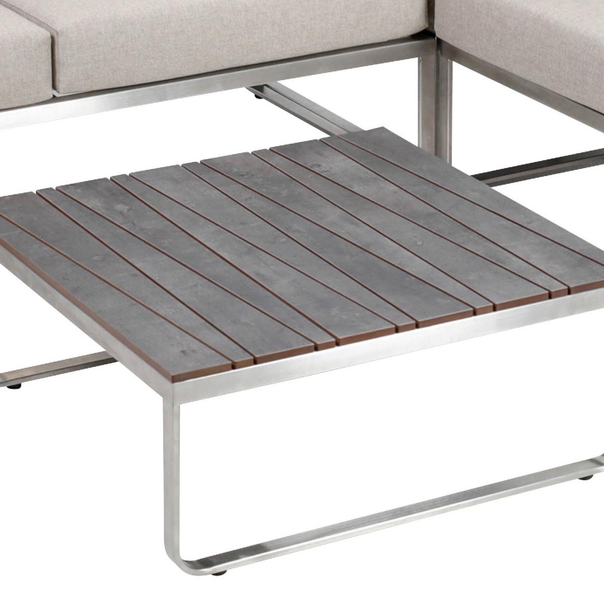 Loungegarnitur 3-Tlg Sydney Aus Edelstahl - Anthrazit/Beige, Basics, Kunststoff/Textil (143/71/70cm) - Gardenson