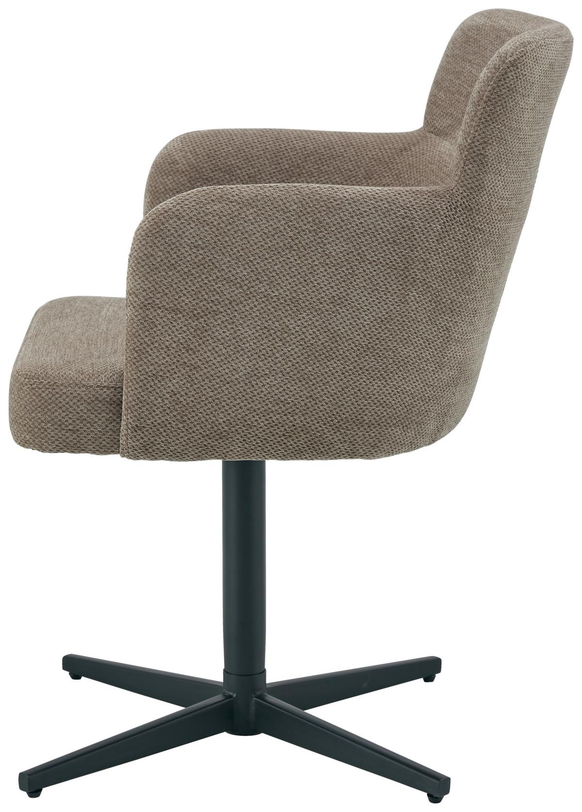 Armlehnstuhl Matteo Webstoff Braun, B: 58,5 Cm - Schwarz/Braun, KONVENTIONELL, Holz/Textil (58,5/85/63cm) - Livetastic