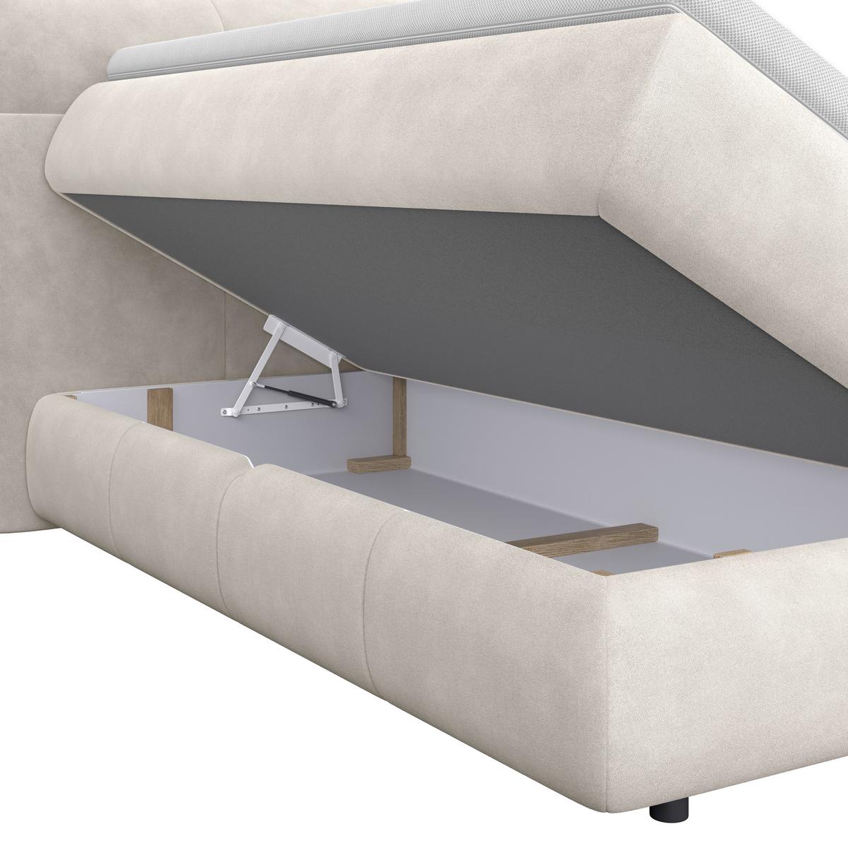 Boxspringbett Carmelo Beige 160x200 cm H3 - Beige/Schwarz, Trend, Textil (160/200cm)