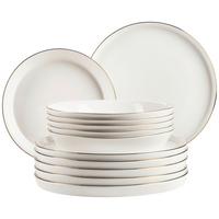 Tafelservice Sita Weiß/goldfarben, 12-Teilig - Goldfarben/Weiß, Trend, Keramik - Mäser