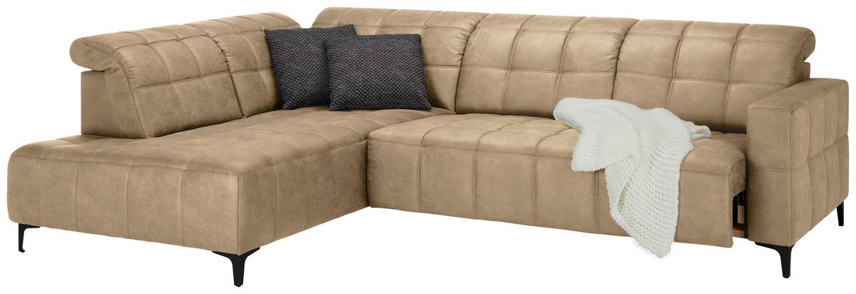 Rohová sedačka PANAMA, levá, béžová - černá/béžová, Konvenční, kov/textil (216/304cm) - Premium Living