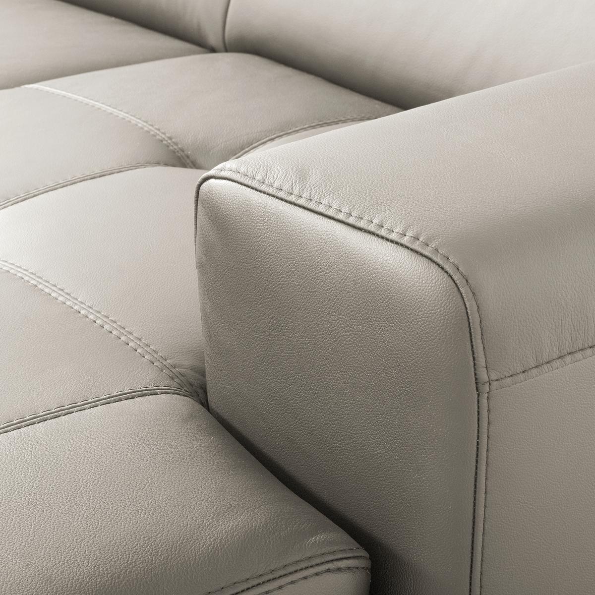 Ecksofa Torino Teilleder Platinfarben 247x173 - Platinfarben/Schwarz, Design, Leder/Textil (247/173cm) - Livetastic