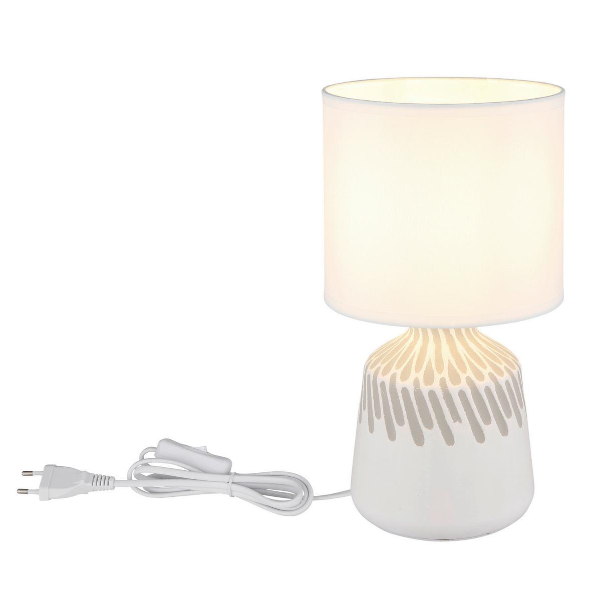 TISCHLEUCHTE Exkl. 1xE14, 40W - Weiß, Basics, Keramik/Textil (17.5/31.5cm) - Globo