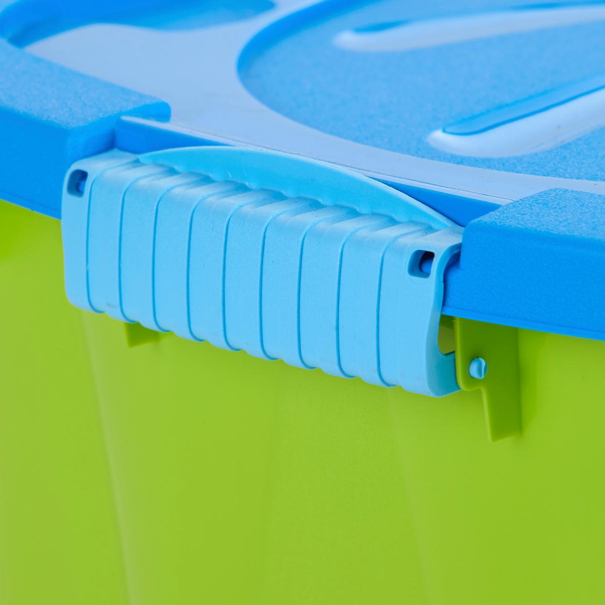 Aufbewahrungsbox Klipper + Deckel Kunststoff 58x37x31cm - Blau/Grün, Basics, Kunststoff (58/37/31cm) - Homezone