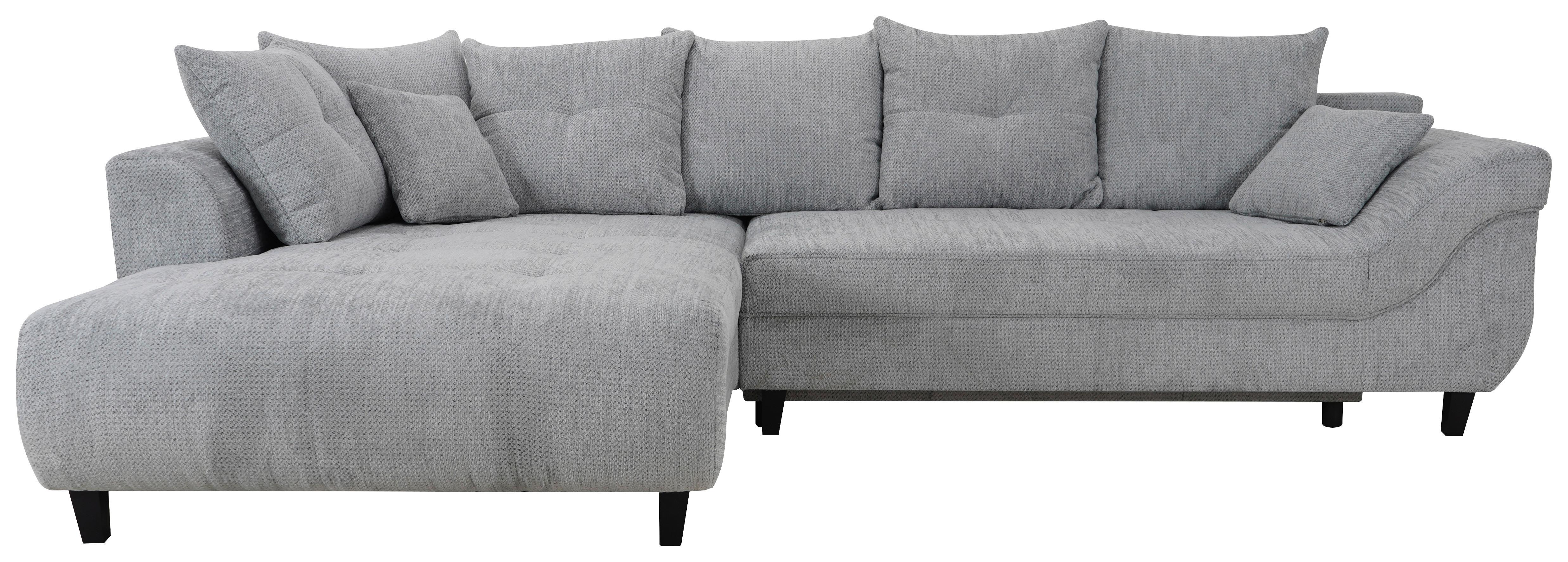 Ecksofa Mendoza New Chenille Grau, Lf: 241x125m - Schwarz/Grau, KONVENTIONELL, Textil (197/309cm) - Ondega
