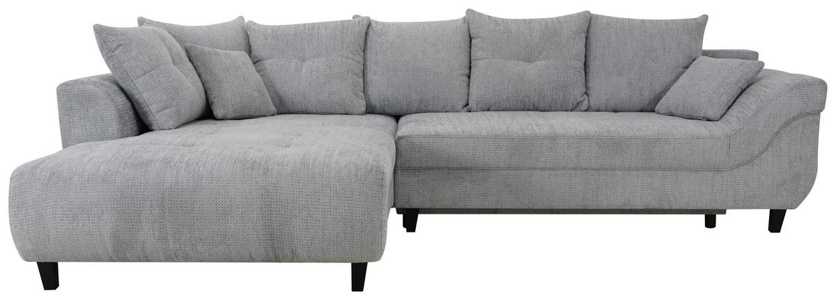 Ecksofa Mendoza New Chenille Grau, Lf: 241x125m - Schwarz/Grau, KONVENTIONELL, Textil (197/309cm) - Ondega