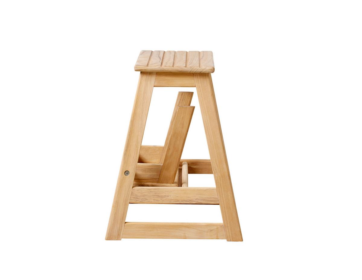 Tritthocker Skala, Natur 45,5x49x38,5 cm - Teakfarben, Natur, Holz (45,5/49/38,5cm) - Gardenson