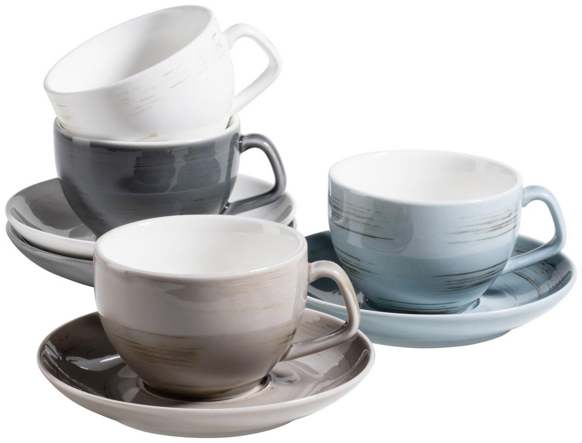 8-Teilig Keramik Kaffebecher Mäser Blau,grau,weiß