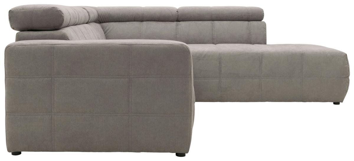 Ecksofa + Kopfteilverstellung Brandon Silberfarben - Silberfarben/Schwarz, Design, Textil (275/228cm) - MID.YOU