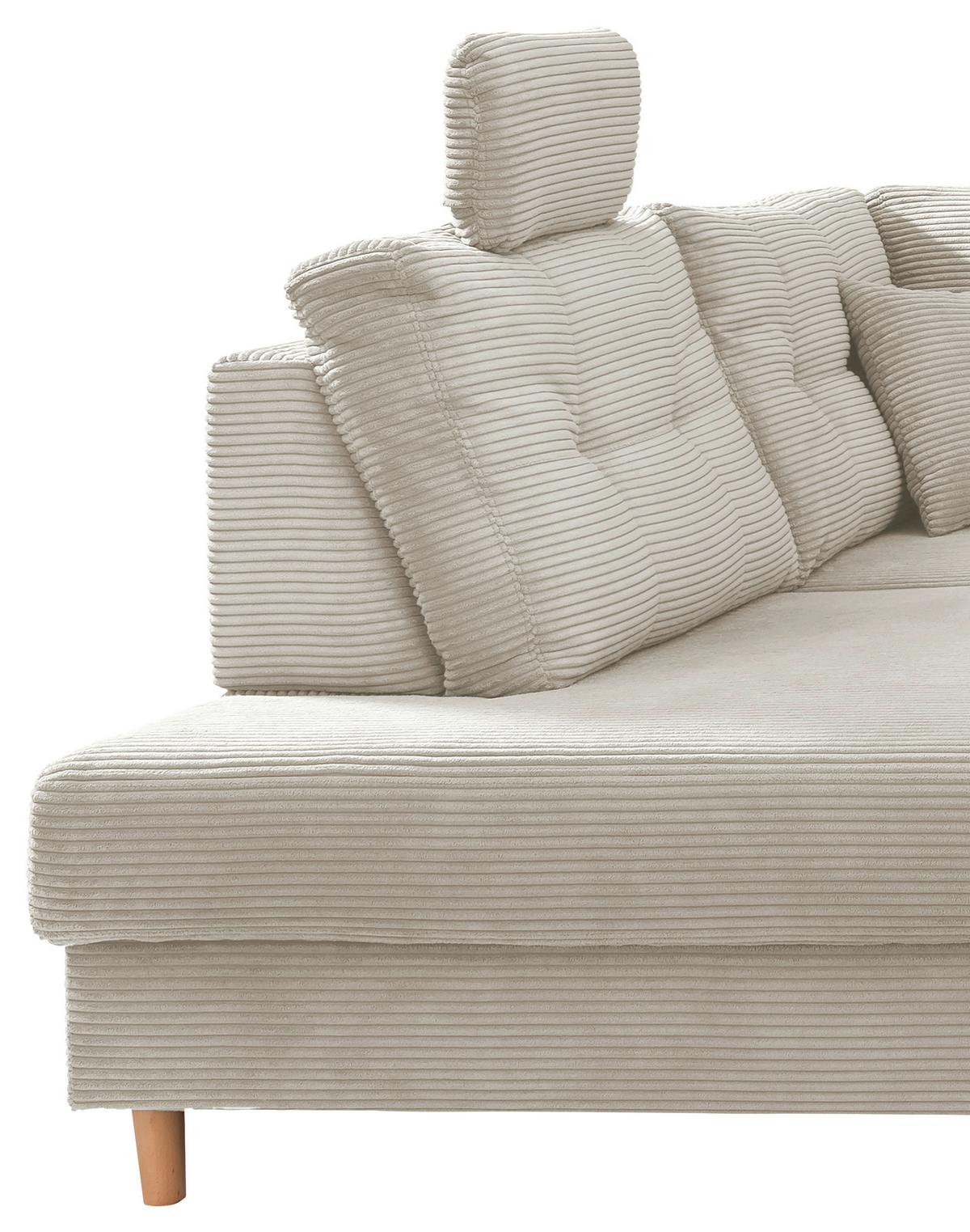 Wohnlandschaft Brizzini Mit Schlaffunktion, Beige - Beige/Naturfarben, MODERN, Textil (206/338-352/176cm) - Livetastic