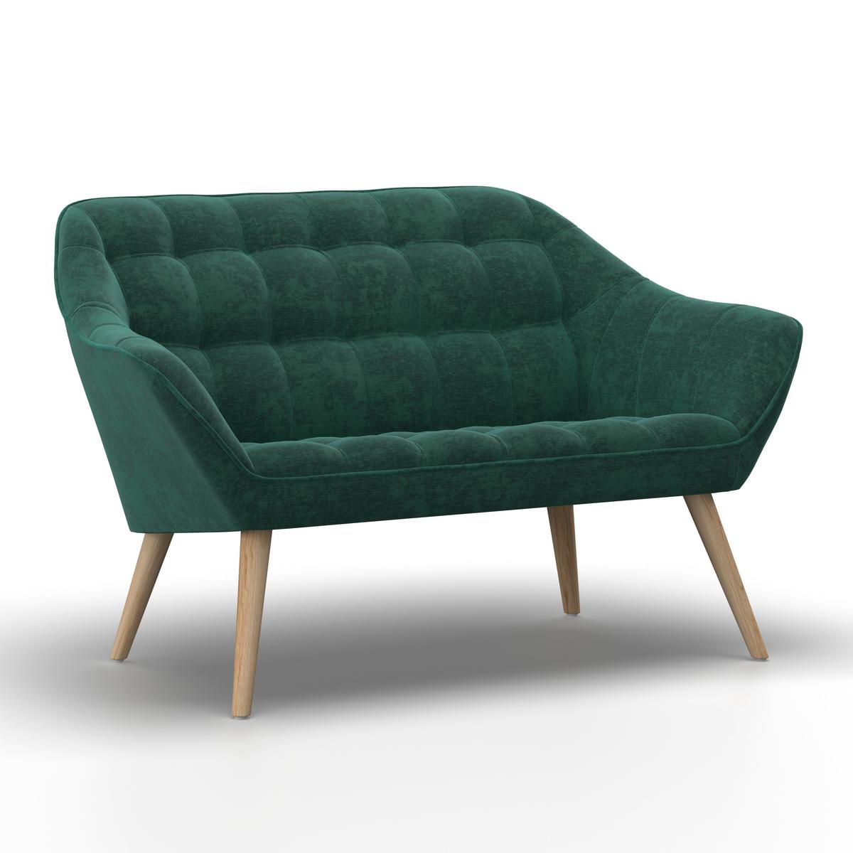 Dvoumístná pohovka MONIQUE, zelená - zelená/přírodní barvy, Moderní, kov/dřevo (126/74/76cm) - Bessagi Home