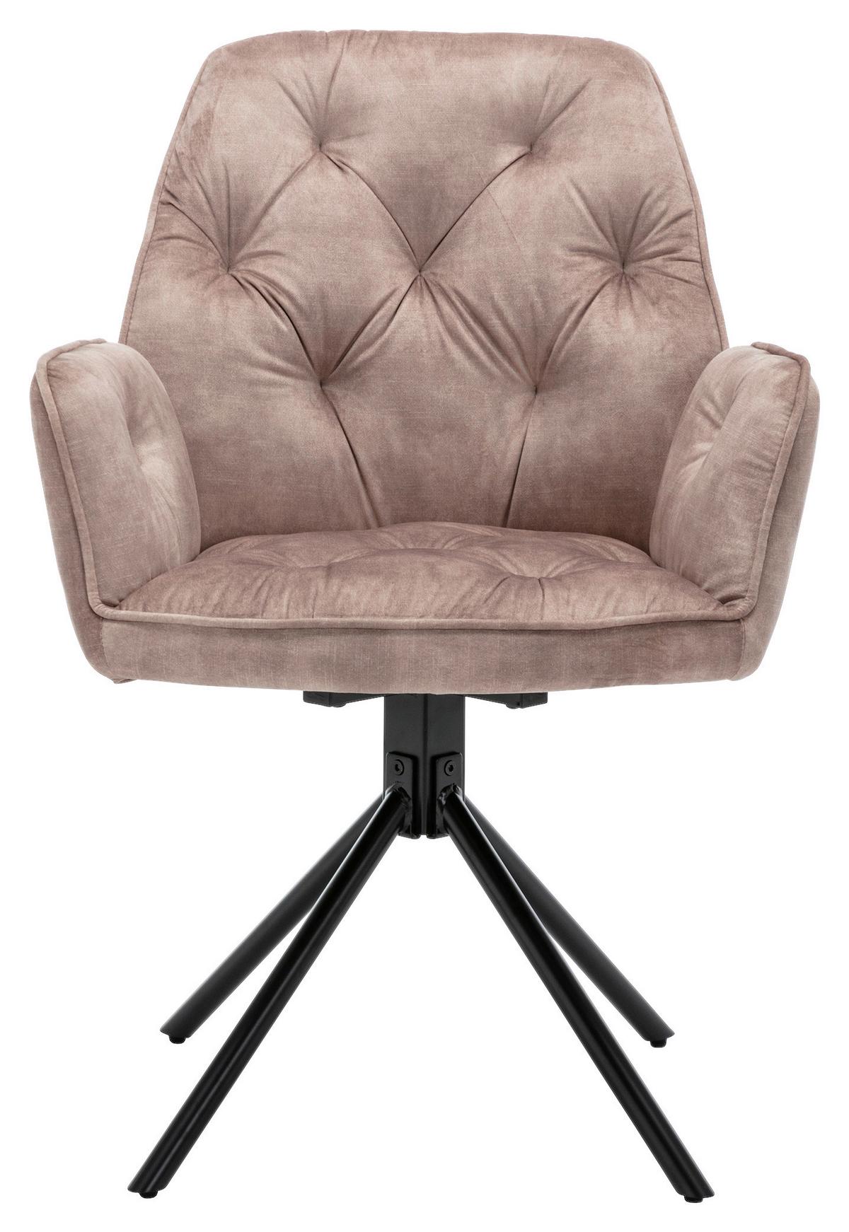 Esszimmerstuhl Sarina Beige/ Schwarz Gepolstert 2-Er Set - Beige/Schwarz, Basics, Textil/Metall (59,9/89/62cm) - MID.YOU