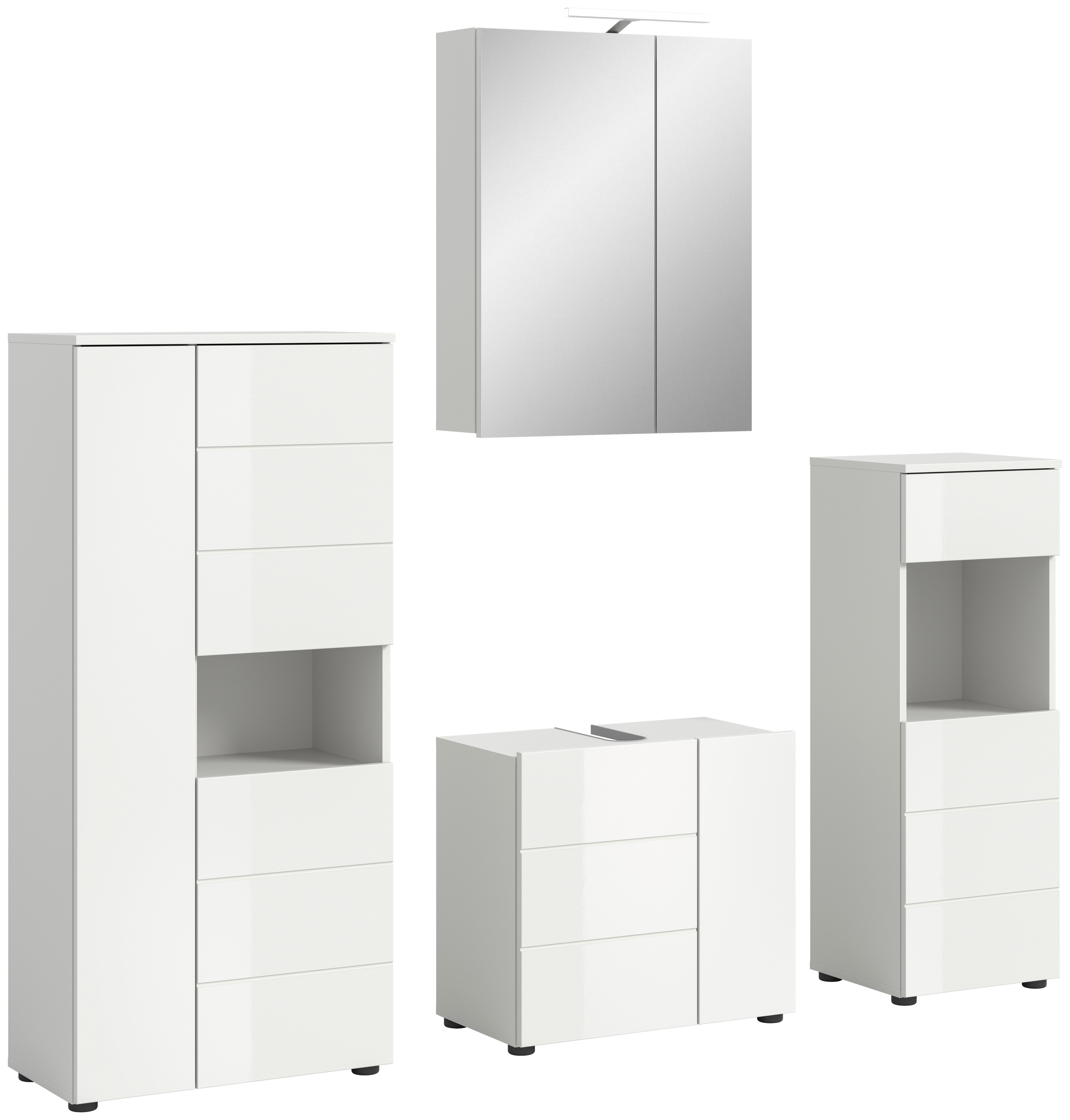 Badezimmer Vira Weiß B: 158 cm - Weiß Hochglanz, MODERN, Holzwerkstoff (158cm) - MID.YOU