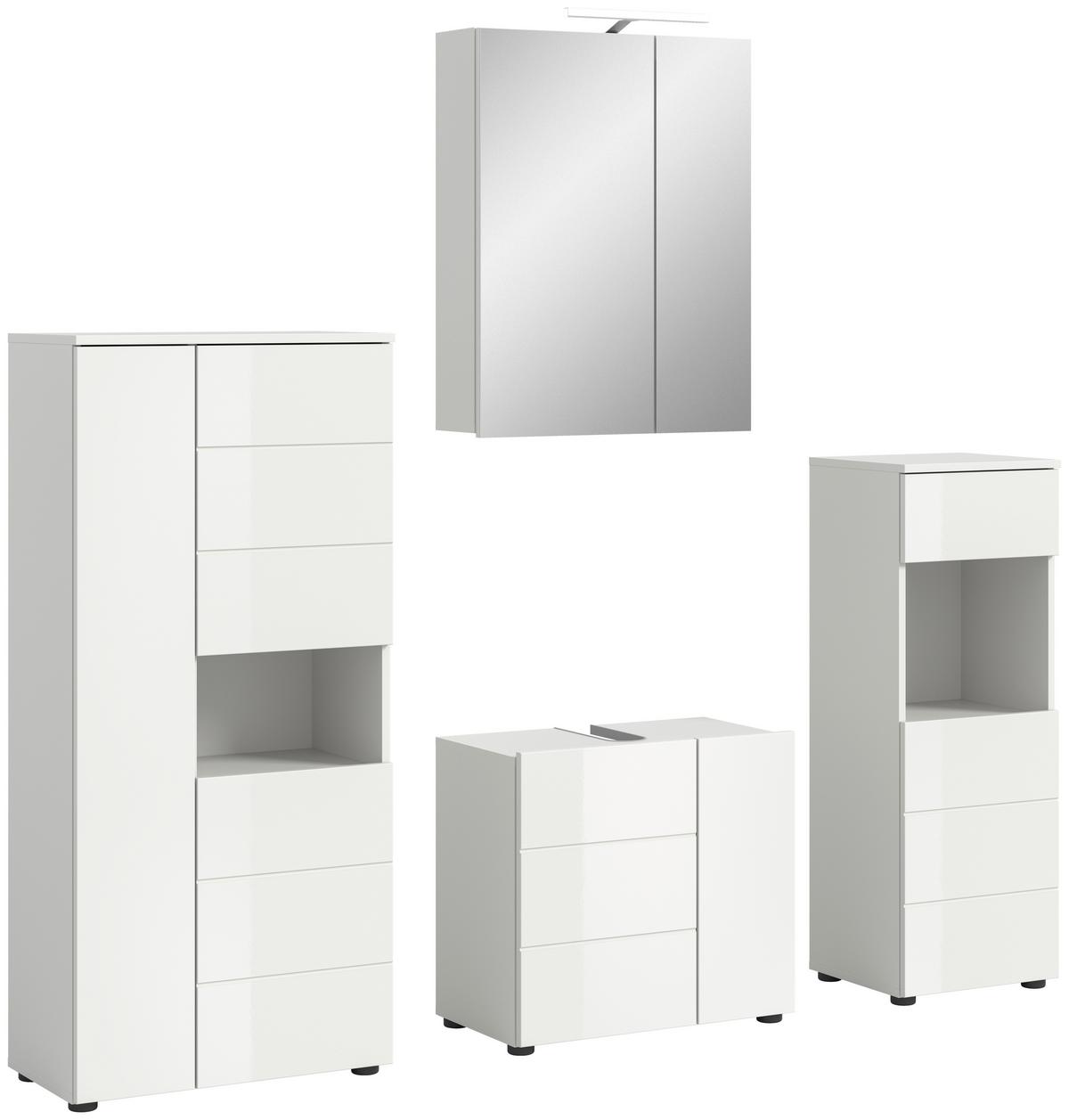 Badezimmer Vira Weiß B: 158 cm - Weiß Hochglanz, MODERN, Holzwerkstoff (158cm) - MID.YOU