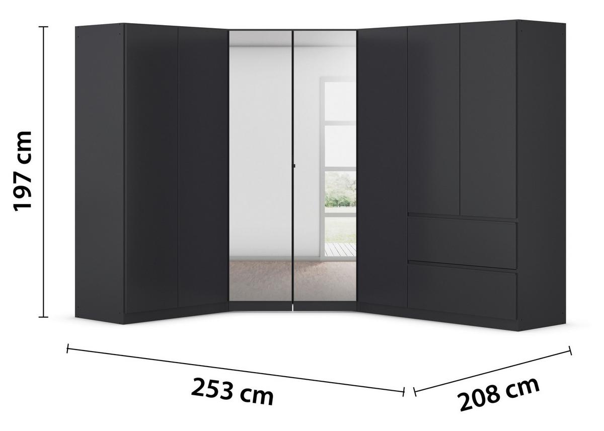 ECKKLEIDERSCHRANK Costa Grau B: 208 cm - Grau, MODERN, Holzwerkstoff (208/197/253cm) - Rauch Möbel