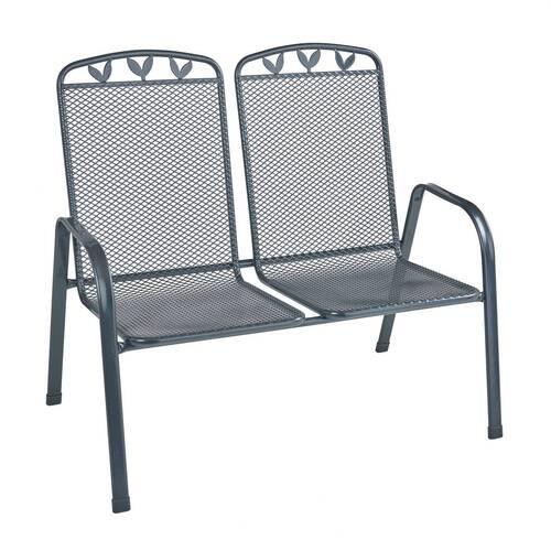 Gartenbank Metall 2-Sitzer Toulouse mit Armlehnen - Grau, MODERN, Metall (108/98/61cm) - Luca Bessoni
