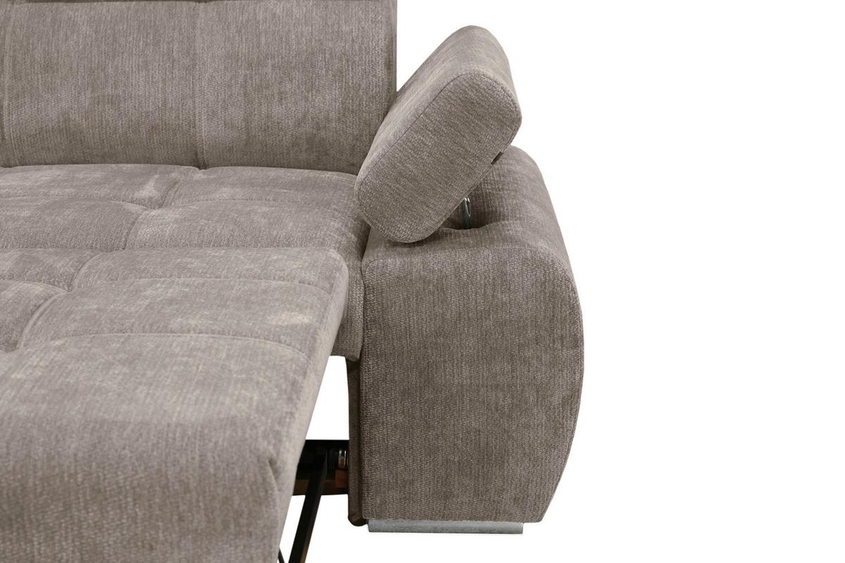 Rohová sedačka VEGAS, levá, šedohnědá žinylka - barvy stříbra/šedohnědá, Design, dřevo/textil (173/294cm)