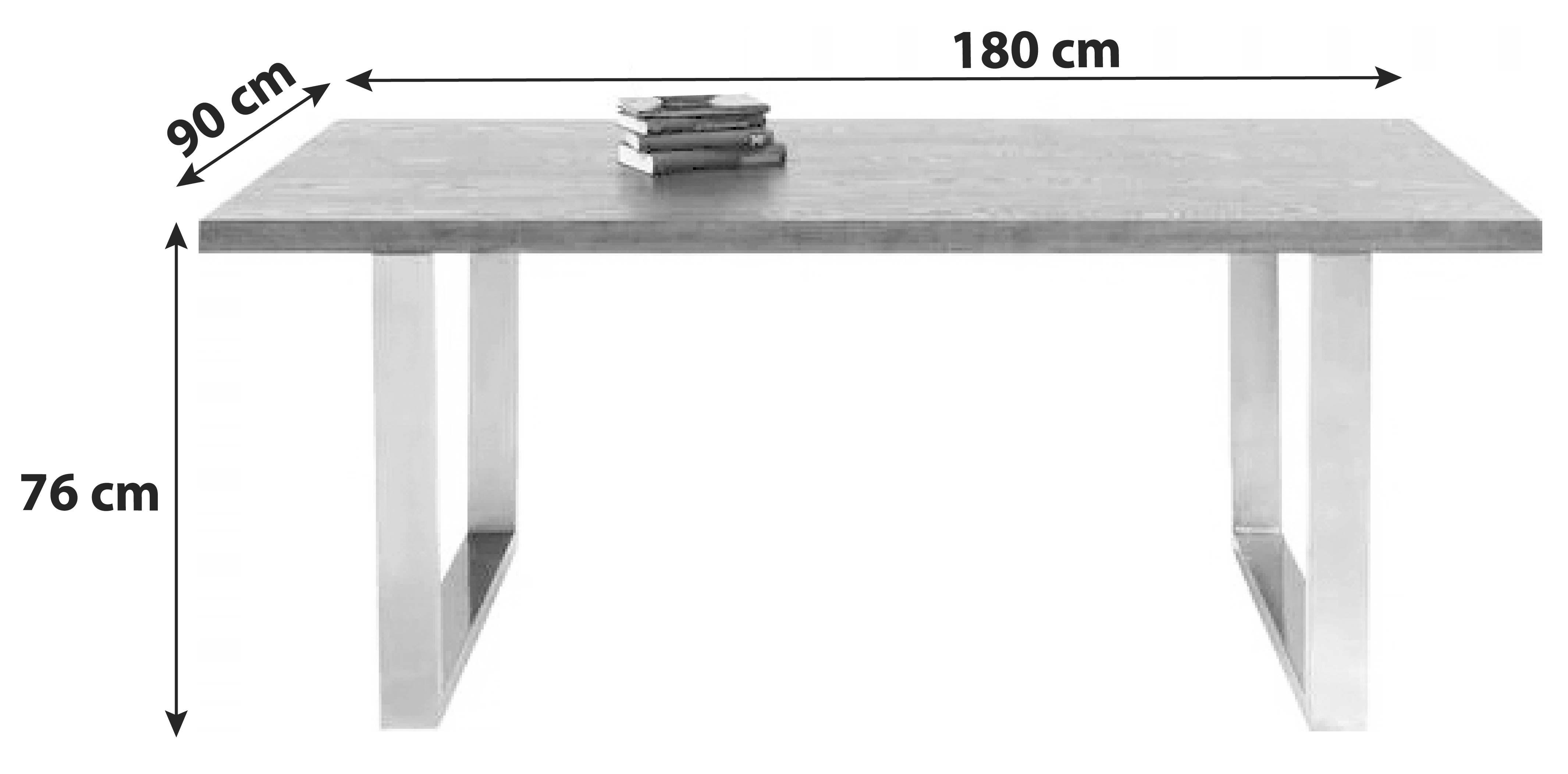 Esstisch Osaka Duo Braun/Messingfarben B: 90 cm - Messingfarben/Braun, Trend, Holzwerkstoff/Metall (180/90/76cm) - Kare-Design