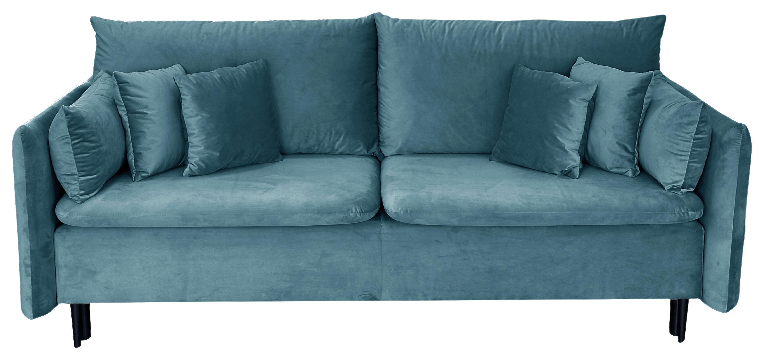Schlafsofa Mit Bettkasten Orlando Blau B: 220 Cm - Blau/Schwarz, Design, Textil (220/96/102cm) - MID.YOU