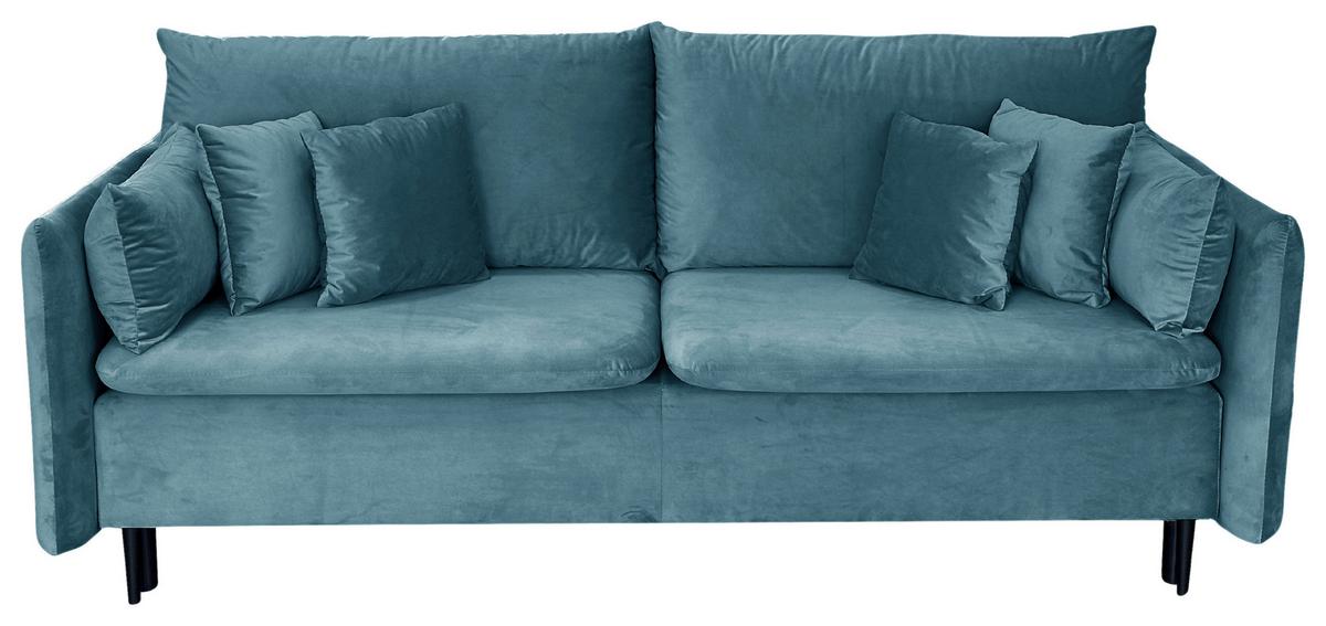 Schlafsofa mit Bettkasten Orlando Blau B: 220 cm - Blau/Schwarz, Design, Textil (220/96/102cm) - MID.YOU