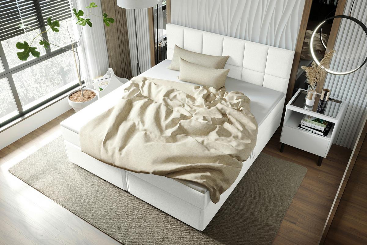 Boxspringbett Garda mit Topper 180x200 - Creme/Schwarz, KONVENTIONELL, Holzwerkstoff/Textil (180/200cm)