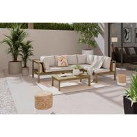 Loungegarnitur Graz - Grau/Akaziefarben, MODERN, Holz/Kunststoff (240/160cm) - Beldano