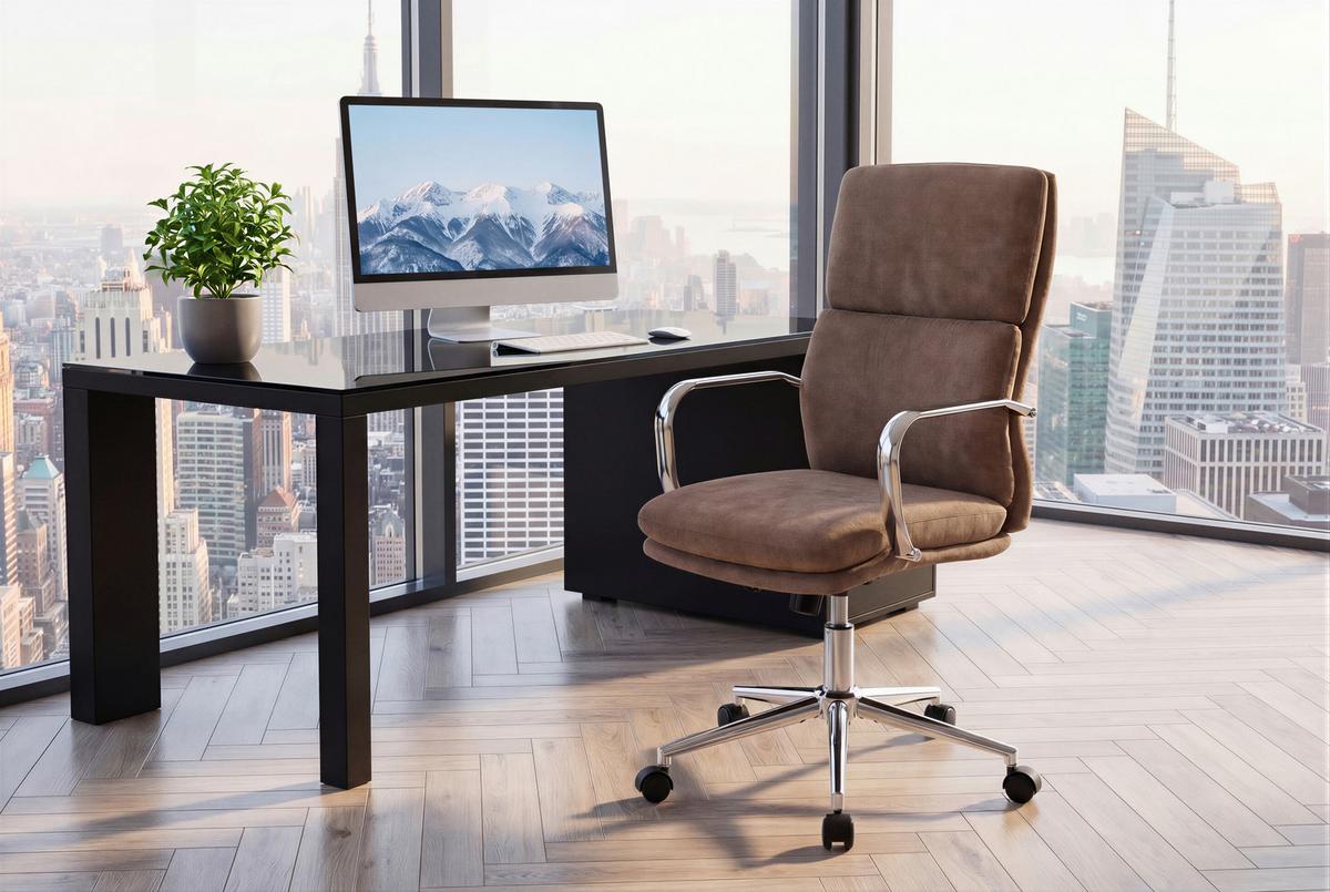 Drehstuhl Verona Braun B: 56 cm - Chromfarben/Braun, MODERN, Holz/Kunststoff (56/100-110/65,5cm) - Livetastic