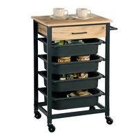 Servierwagen Hellbraun, Schwarz, B: 47 cm - Hellbraun/Schwarz, Basics, Holzwerkstoff/Kunststoff (47/85/37cm) - Kesper