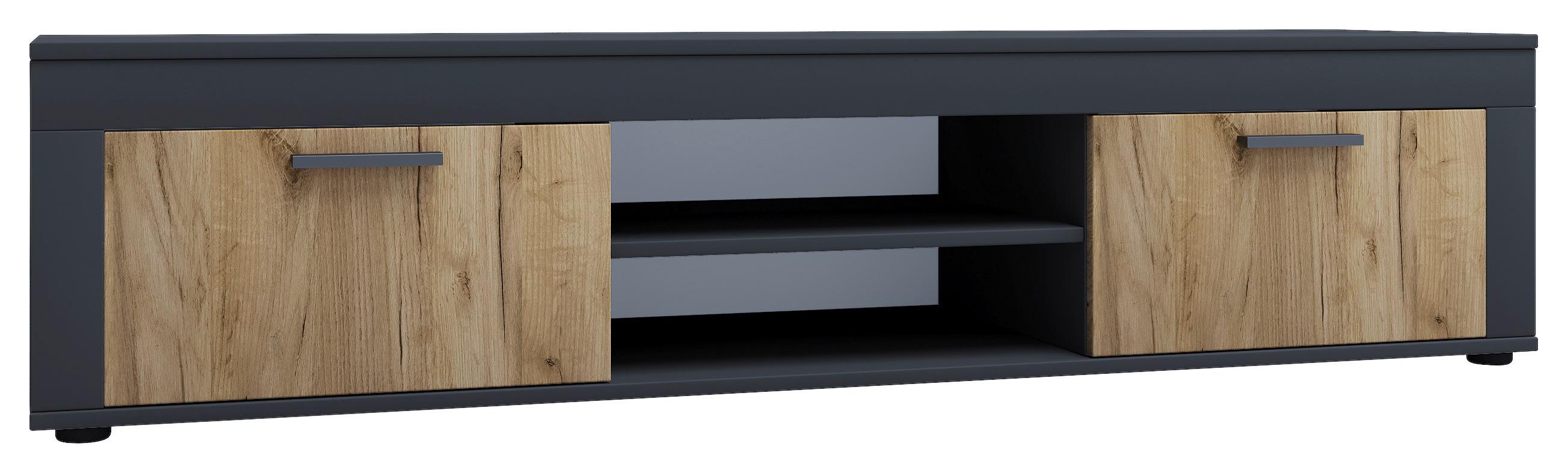 Lowboard Usilo Anthrazit Honigeiche Dekor - Honigeiche/Anthrazit, Design, Holzwerkstoff (160/37/45cm) - MID.YOU