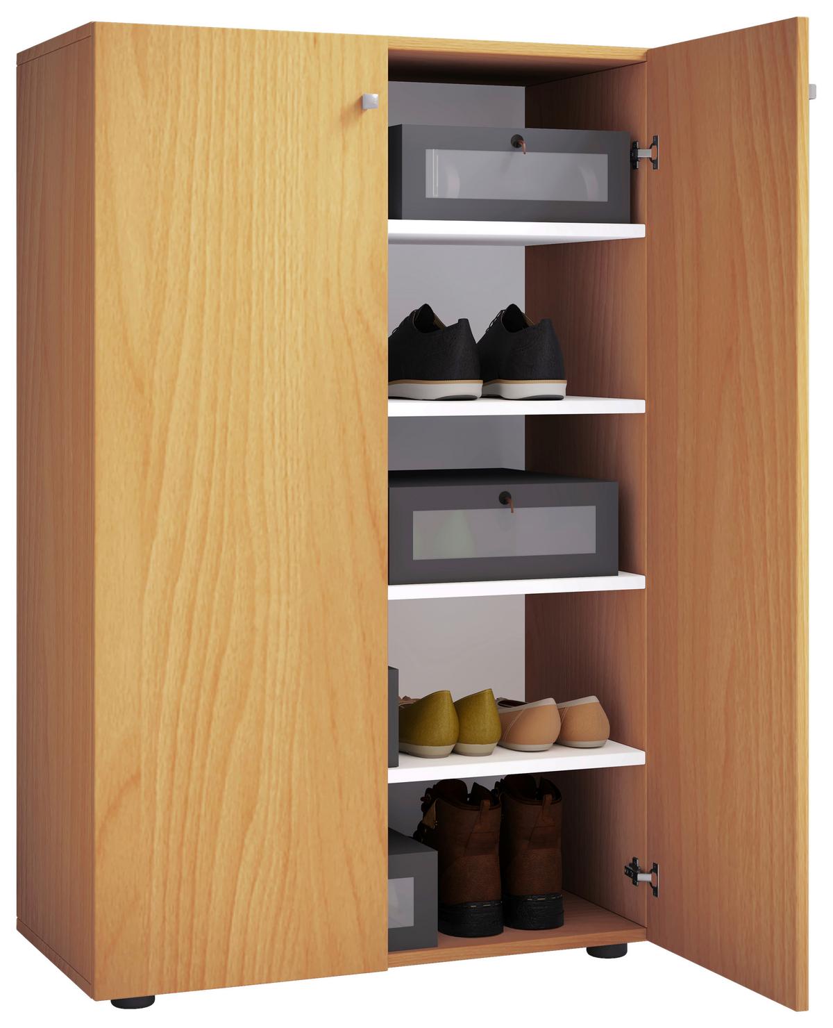 Schuhschrank Lona XL Buche Dekor 2-Türig B: 70 cm - Buchefarben/Schwarz, KONVENTIONELL, Holzwerkstoff (70/110/39cm) - MID.YOU