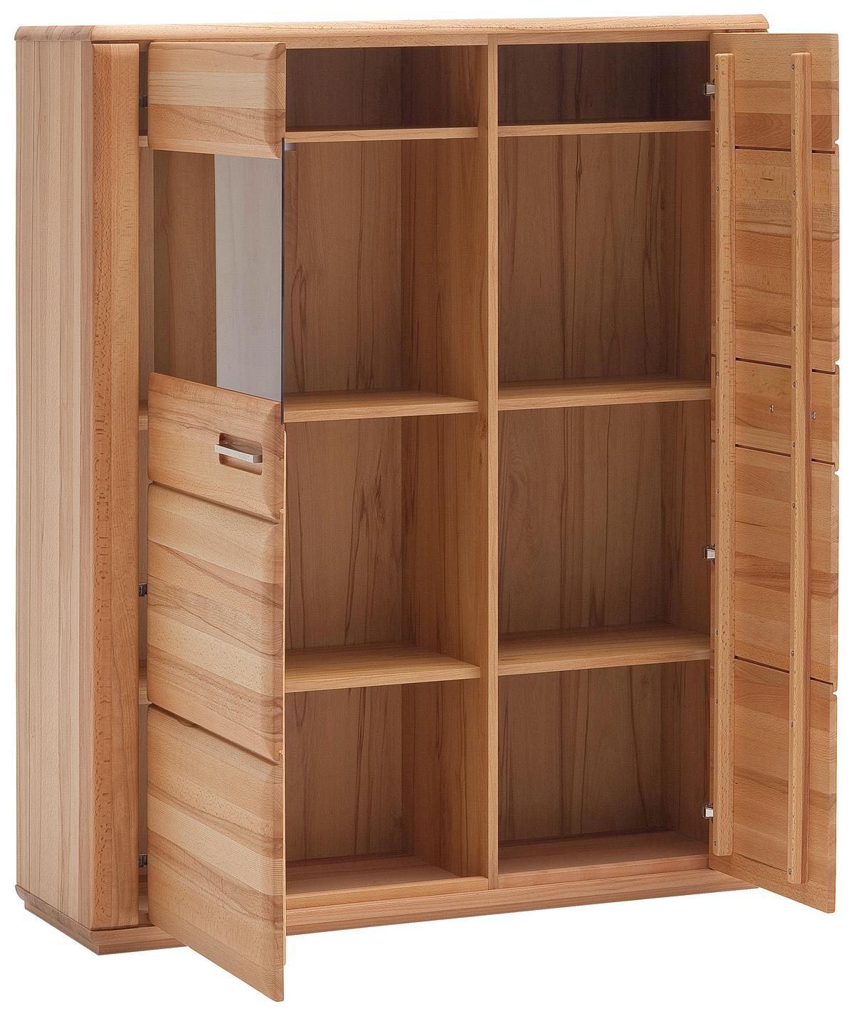 Wohnkombination teilmassiv 4--Teilig. Sena Buchefarben - Buchefarben/Kernbuche, Design, Glas/Holz (319/209/51cm) - Livetastic