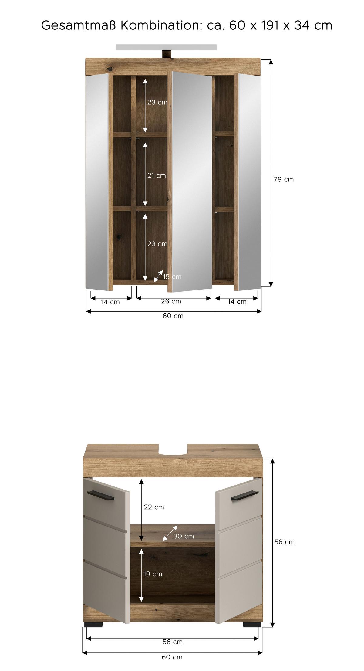 Fürdőszobabútor Scout - Modern, faalapú anyag/üveg (60cm) - MID.YOU