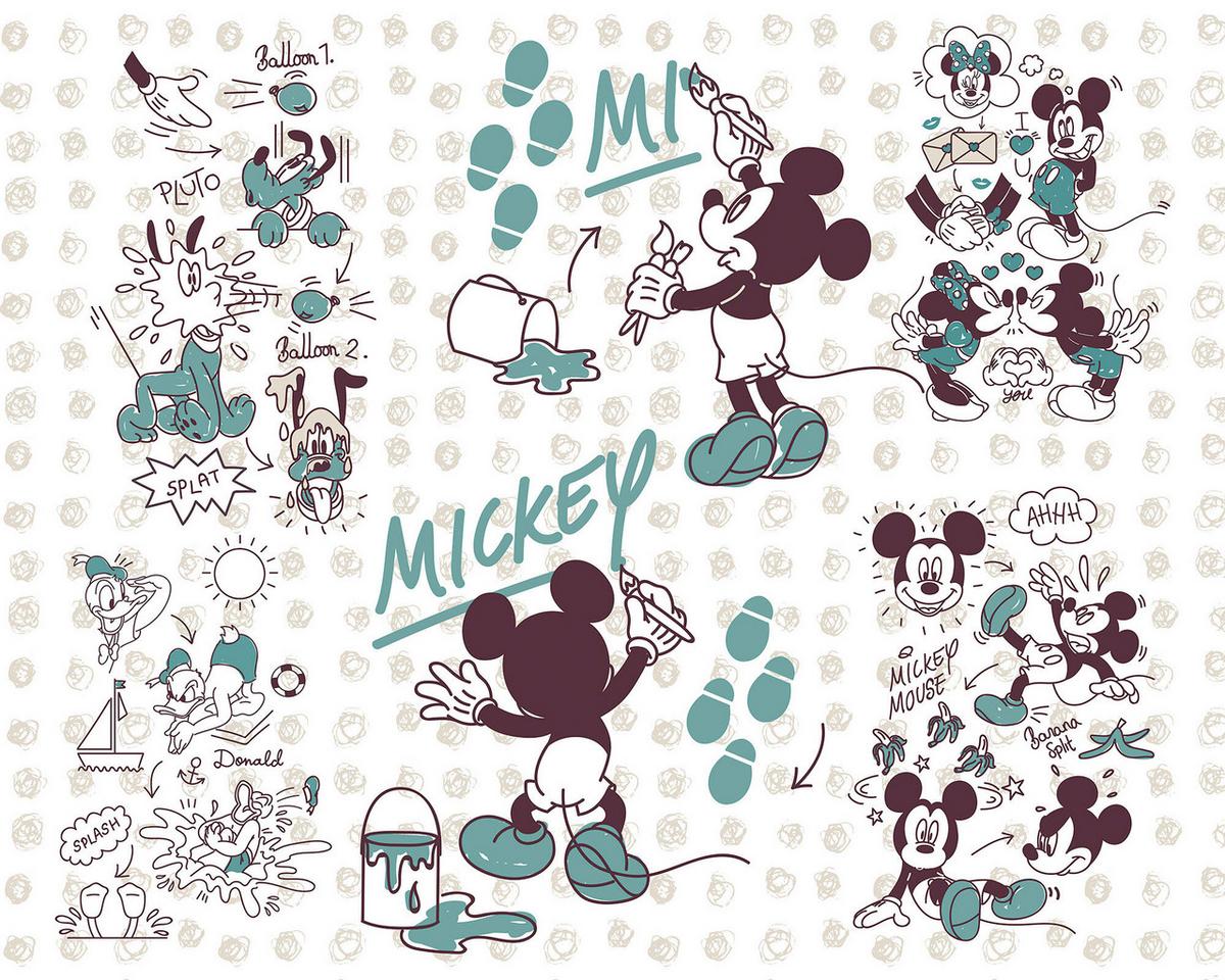Fototapete Mickey And Friends - Multicolor, Trend, Textil (350/280cm)