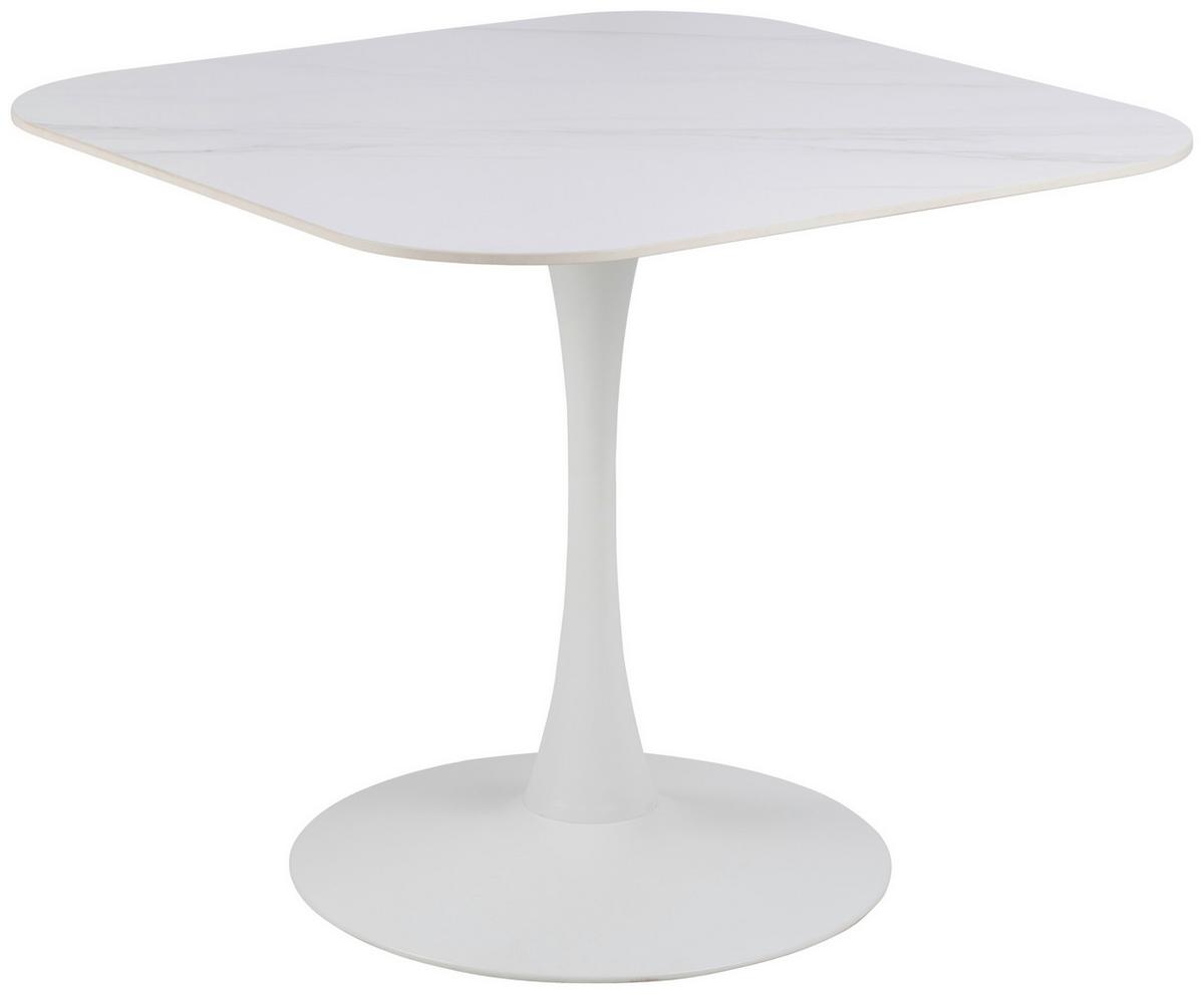 Keramický jídelní stůl MALTA 90 - bílá, Design, kov/keramika (90/75/90cm) - MID.YOU