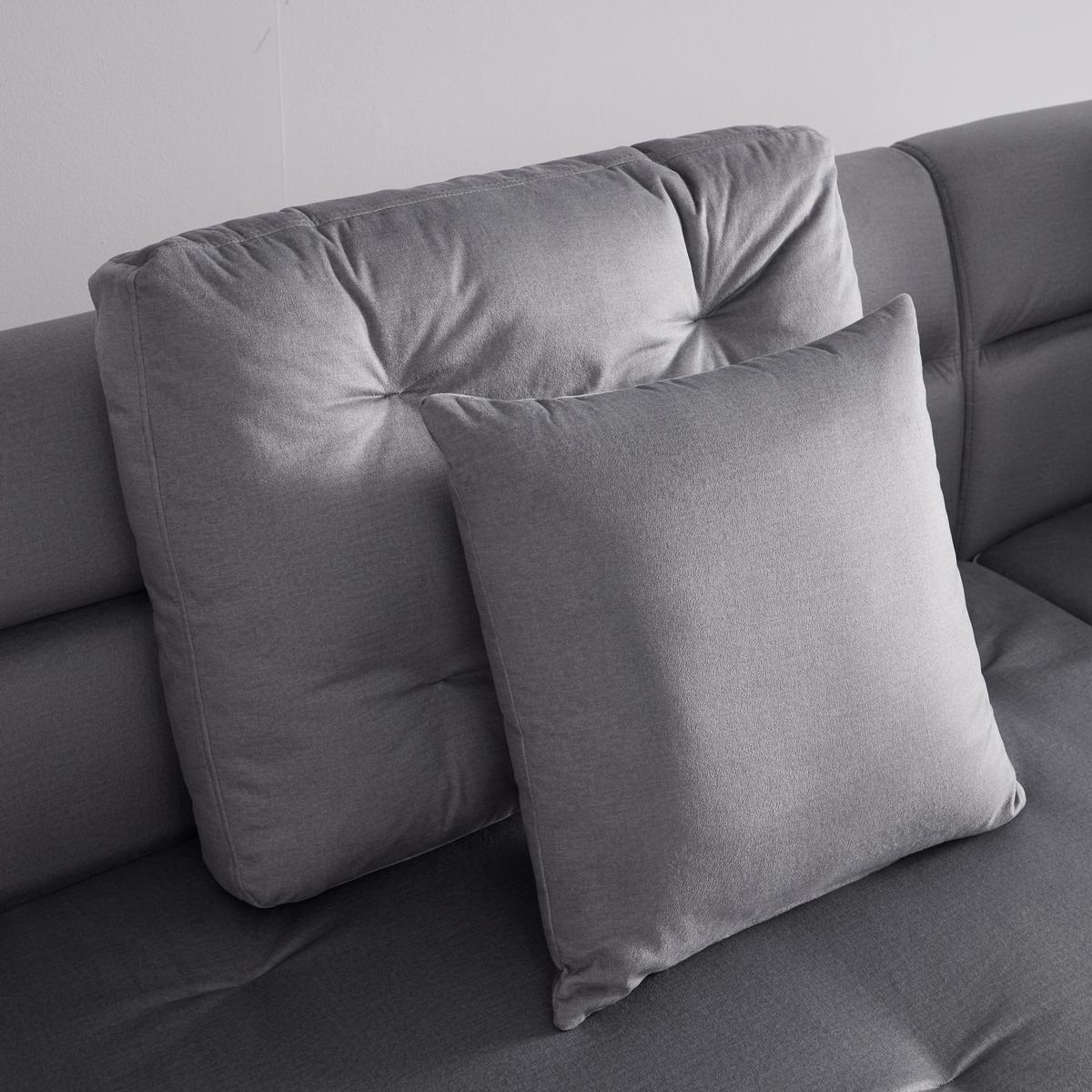 Pohovka s taburetem ELIZA světle šedá - černá/světle šedá, Moderní, dřevo/textil (260/75/210cm) - Bessagi Home