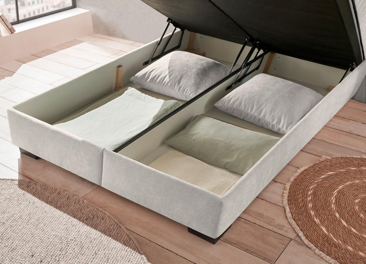 Boxbett Nagol C - Beige/Schwarz, MODERN, Holzwerkstoff/Textil (160/200cm) - MID.YOU