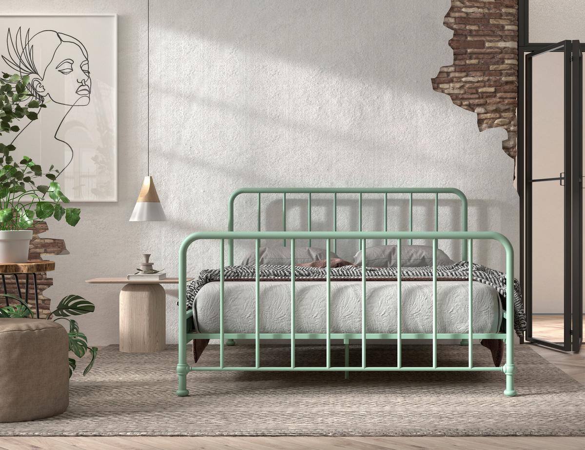 Postel pro děti a mládež 160x200cm - olivově zelená, Romantický / Rustikální, kov/dřevo (160/200cm) - MID.YOU