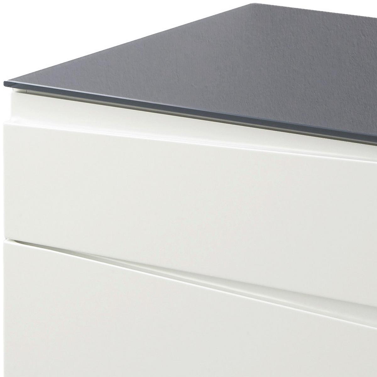 Waschbeckenunterschrank Shape B: 80cm Weiß Hochglanz - Weiß Hochglanz/Grau, MODERN, Glas/Holzwerkstoff (80/33/47cm) - MID.YOU