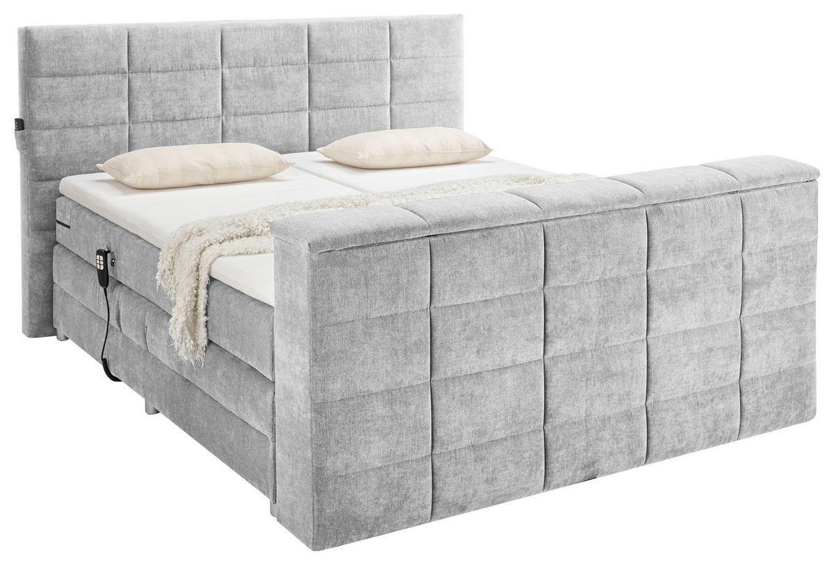 Boxspringbett Mit Topper 180x200 Cm Denver - Silberfarben, KONVENTIONELL, Textil (180/200cm) - Carryhome