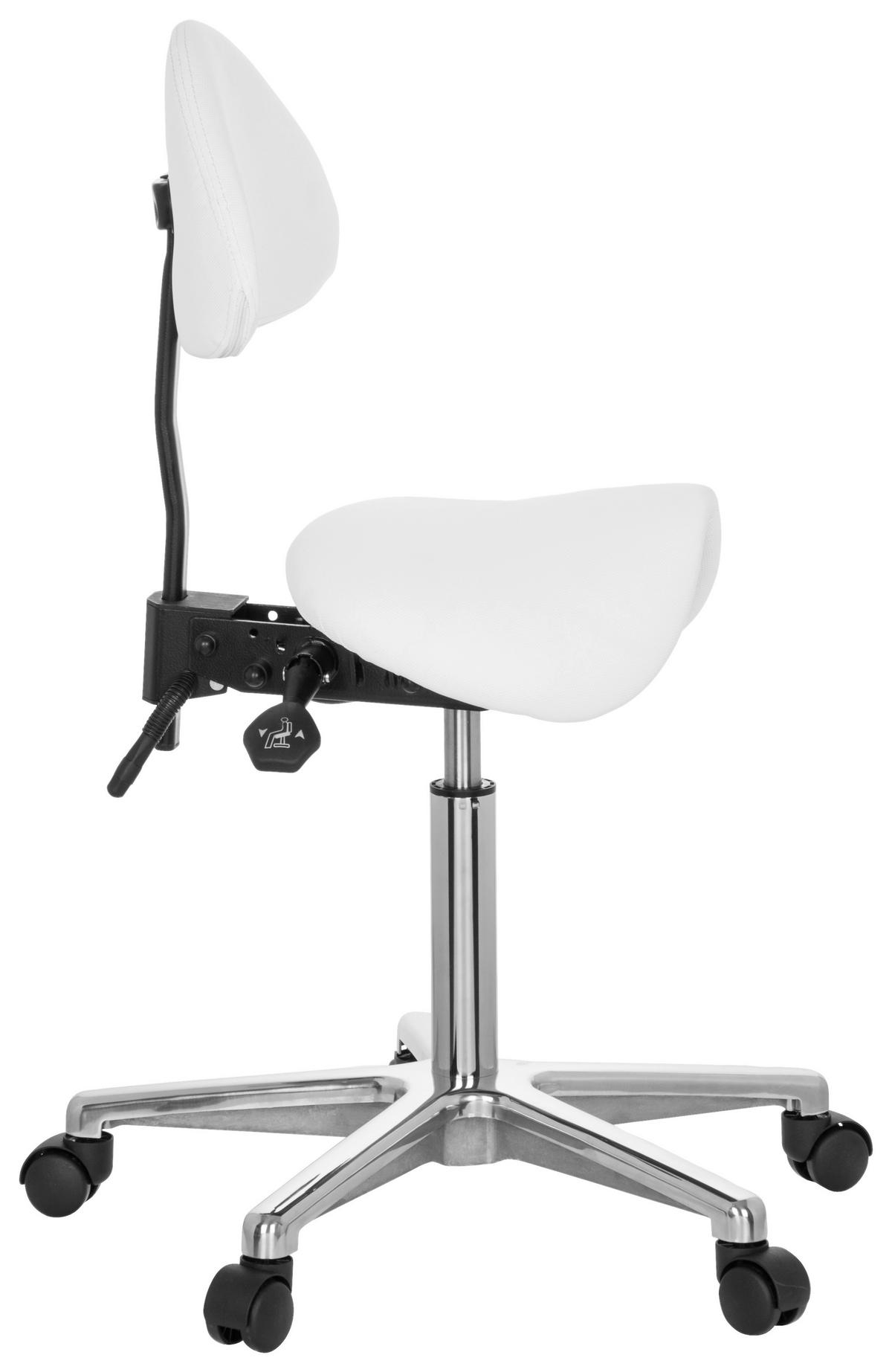 Bürohocker Top Work 20 Lederlook Weiß Bis 110kg - Alufarben/Weiß, MODERN, Kunststoff/Textil (36/105/40cm) - MID.YOU