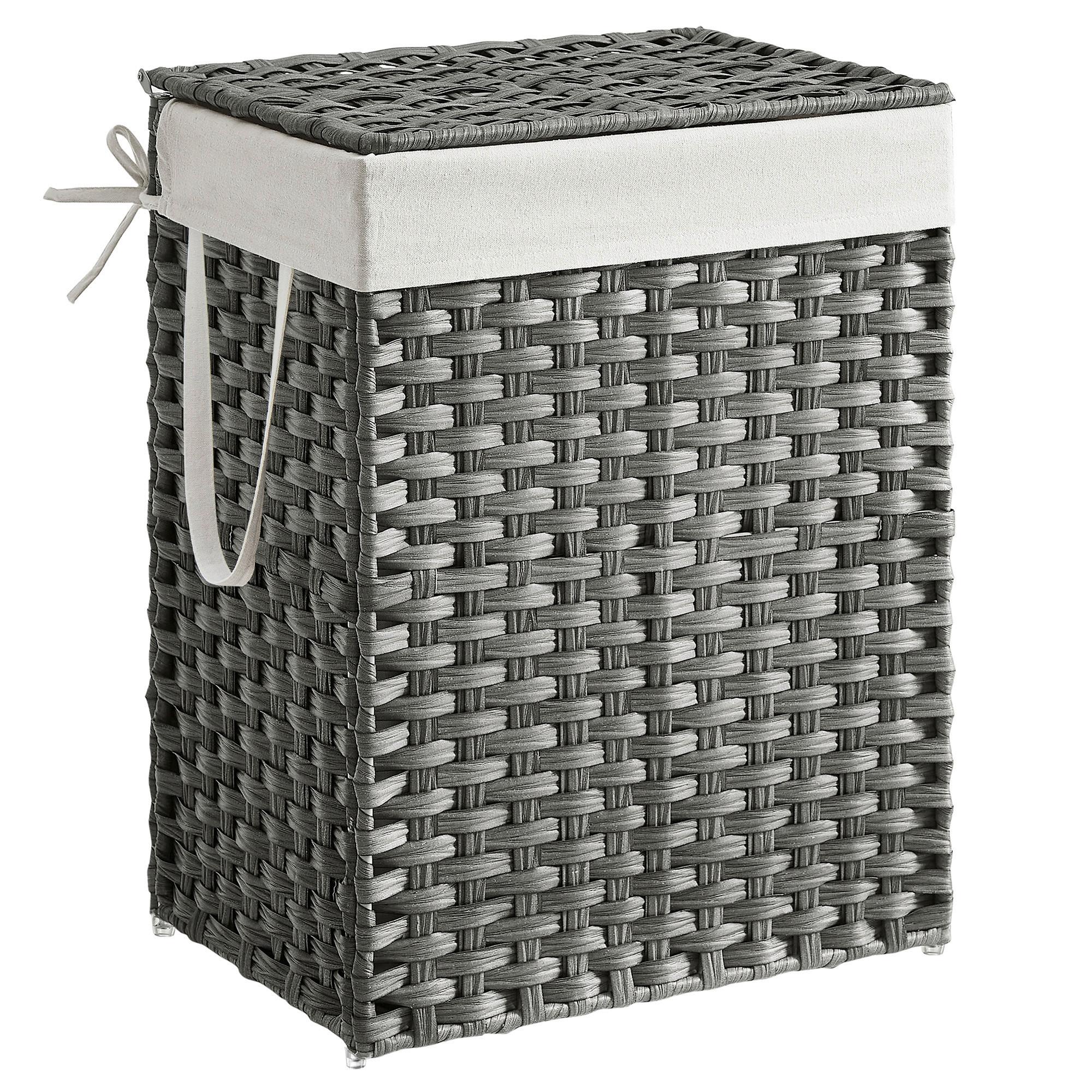 Wäschekorb Grau B: 46 cm - Grau, Basics, Kunststoff/Textil (46/61/33cm)