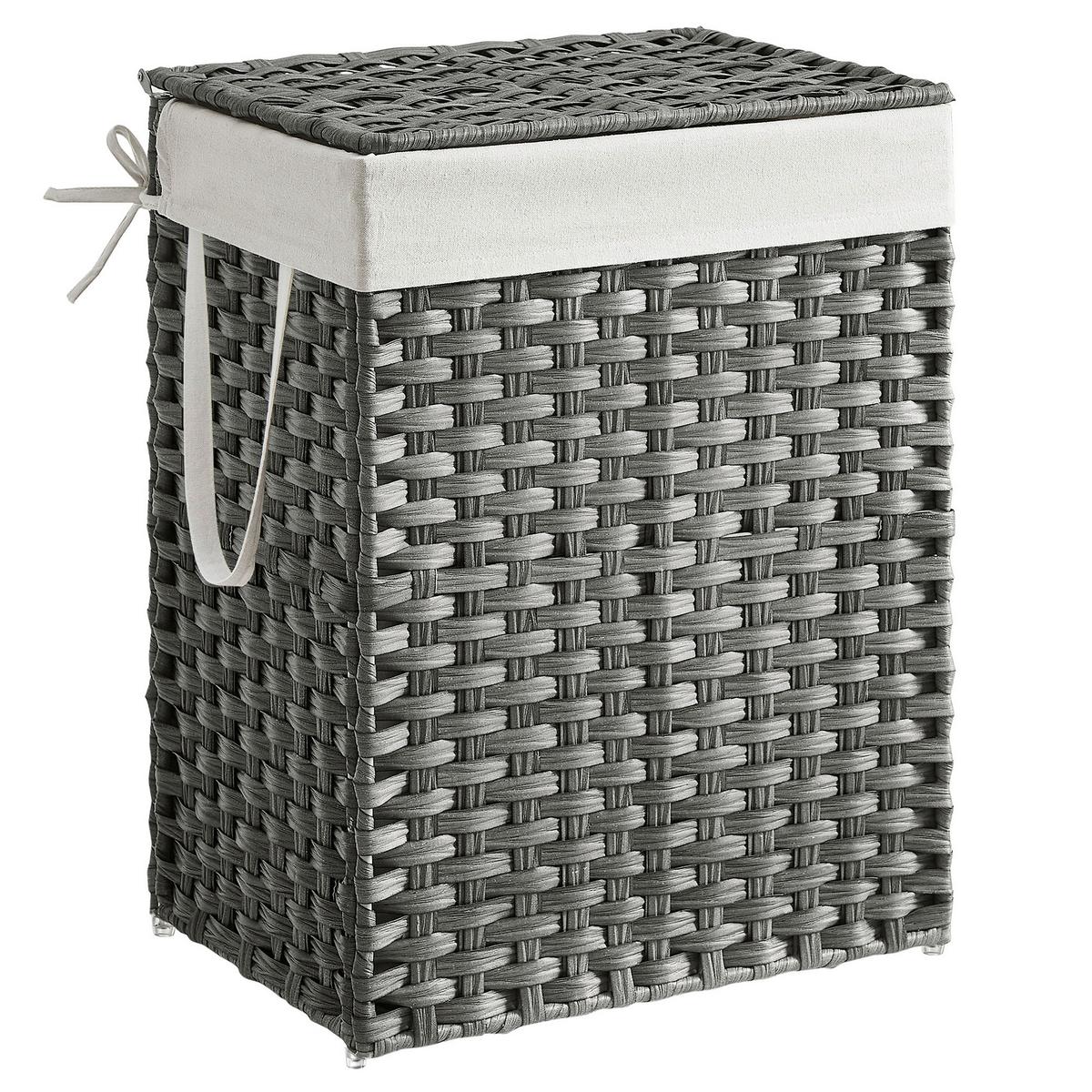 Wäschekorb Grau B: 46 cm - Grau, Basics, Kunststoff/Textil (46/61/33cm)