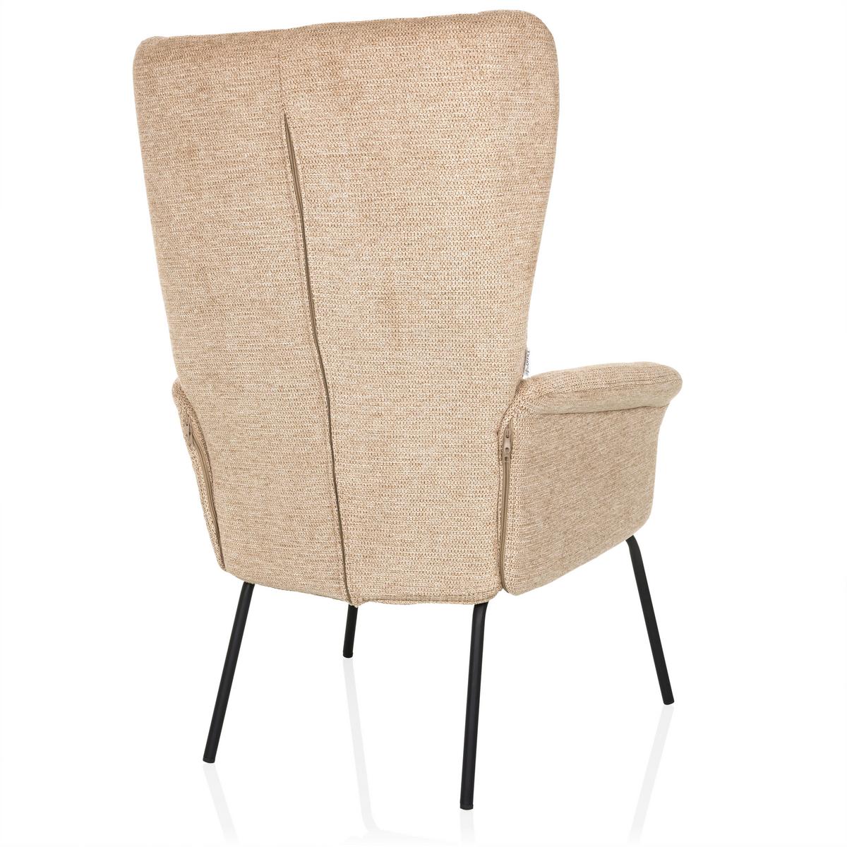 Ohrensessel Havenio Beige B: 71 cm - Beige/Schwarz, MODERN, Textil (71/110/71cm) - MID.YOU