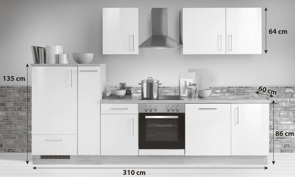 Küchenblock Premium - Dunkelbraun/Sonoma Eiche, KONVENTIONELL, Holzwerkstoff (310cm) - Menke