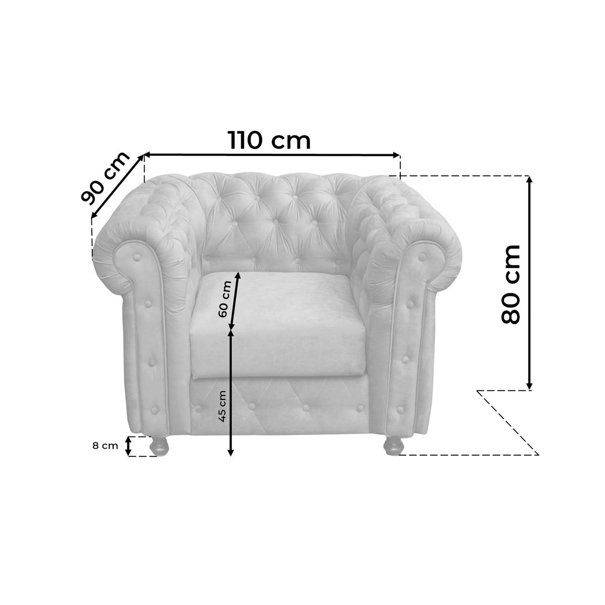 Chesterfield-Sessel Cardiff - Wengefarben/Braun, Basics, Textil (110/80/90cm) - P & B