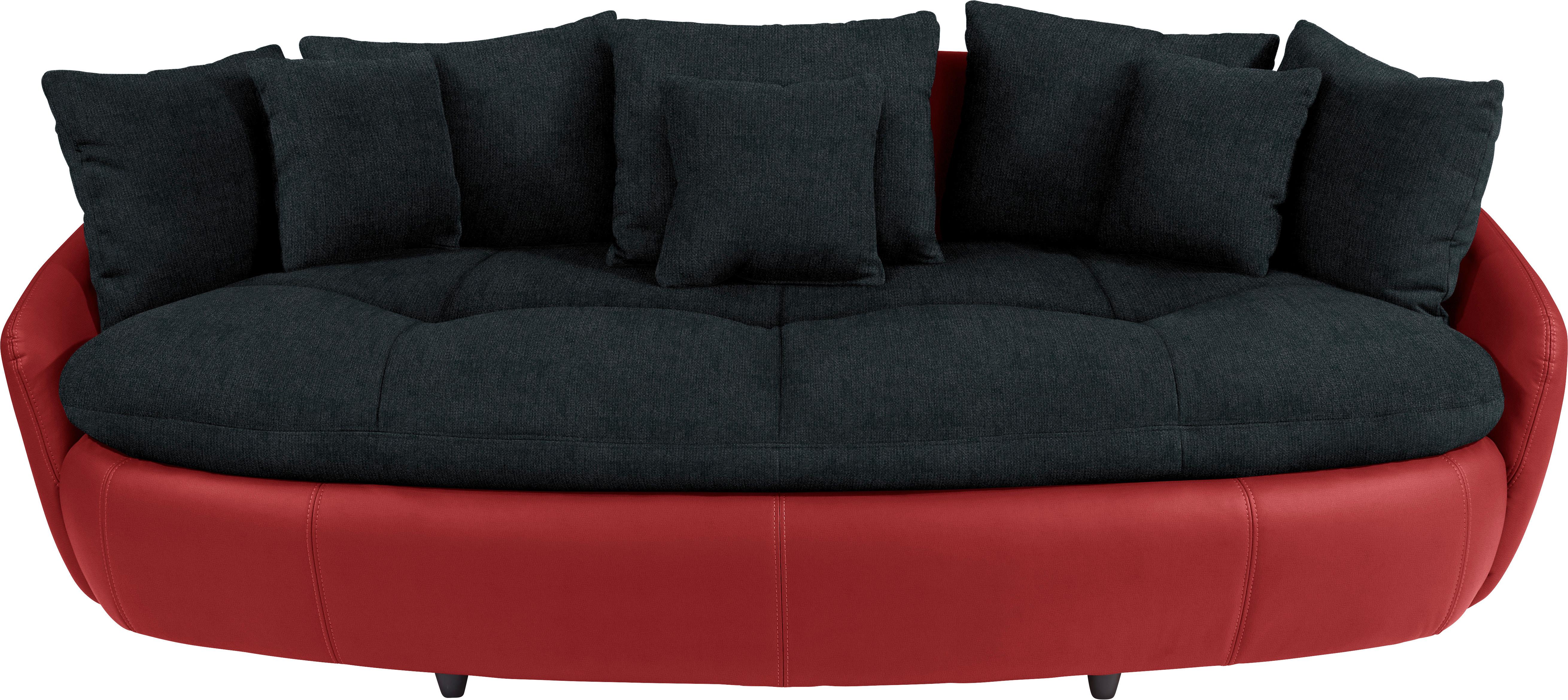 Megasofa mit Kissen Aruba, Mikrofaser/Lederlook - Rot/Schwarz, LIFESTYLE, Textil (238/80/140cm)